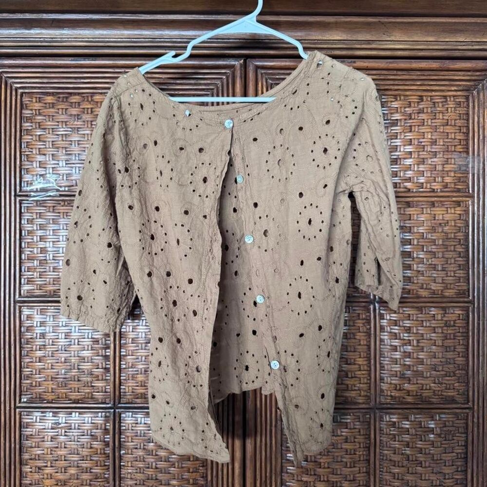 Unbranded Women's Brown and Tan Top